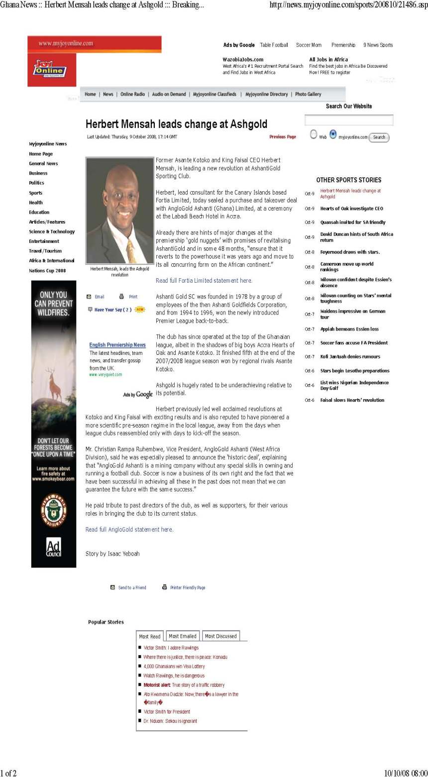 Herbert Mensah leads change at Ashgold