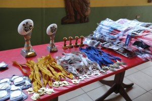 Display of trophies, medals, kits